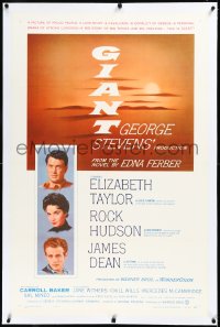 3j0961 GIANT linen 1sh 1956 James Dean, Elizabeth Taylor, Hudson, Best Director George Stevens!