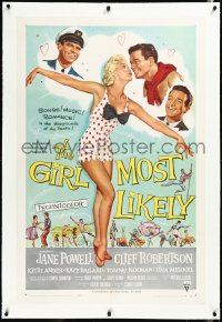3j0962 GIRL MOST LIKELY linen 1sh 1957 sexy full-length art of Jane Powell in skimpy polka dot outfit!