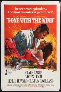 3j0966 GONE WITH THE WIND linen 1sh R1970 Terpning art of Gable carrying Leigh over burning Atlanta!