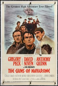 3j0985 GUNS OF NAVARONE linen 1sh 1961 Gregory Peck, David Niven & Anthony Quinn by Howard Terpning!
