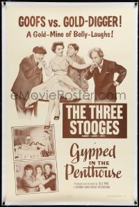 3j0986 GYPPED IN THE PENTHOUSE linen 1sh 1955 Three Stooges with Shemp, goofs vs. gold-digger, rare!
