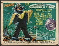 3j0064 FORBIDDEN PLANET style B 1/2sh 1956 classic art of Robby the Robot carrying sexy Anne Francis!