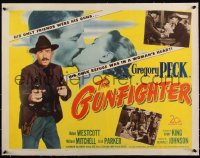3j0617 GUNFIGHTER linen 1/2sh 1950 Gregory Peck's only friends were his guns, great outlaw image!