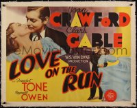 3j0620 LOVE ON THE RUN linen 1/2sh 1936 sexy Joan Crawford & Clark Gable, deco design, ultra rare!