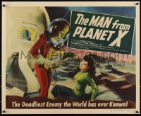 3j0067 MAN FROM PLANET X style B 1/2sh 1951 Edgar Ulmer, great art of alien w/ girl, ultra rare!