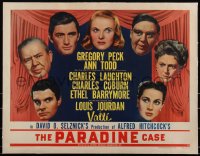 3j0625 PARADINE CASE linen style A 1/2sh 1948 Alfred Hitchcock, Gregory Peck, Ann Todd, Valli & cast