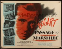 3j0198 PASSAGE TO MARSEILLE style A 1/2sh 1944 Humphrey Bogart escapes Devil's Island to fight Nazis, rare!