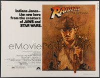 3j0199 RAIDERS OF THE LOST ARK int'l 1/2sh 1981 great art of adventurer Harrison Ford by Amsel!