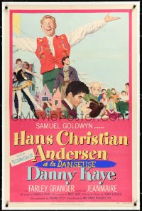 3j0988 HANS CHRISTIAN ANDERSEN linen 1sh 1953 cool montage of Danny Kaye, Zizi Jeanmarie & cast!