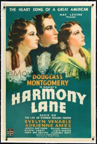 3j0990 HARMONY LANE linen 1sh 1935 art of Douglass Montgomery, Evelyn Venable & Adrienne Ames, rare!