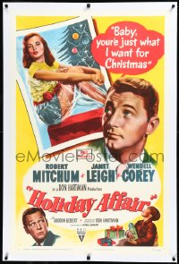 3j0995 HOLIDAY AFFAIR linen style A 1sh 1949 Janet Leigh is what Robert Mitchum wants for Christmas!