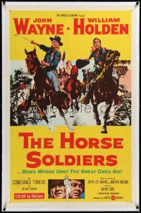 3j1000 HORSE SOLDIERS linen 1sh 1959 art of U.S. Cavalrymen John Wayne & William Holden, John Ford
