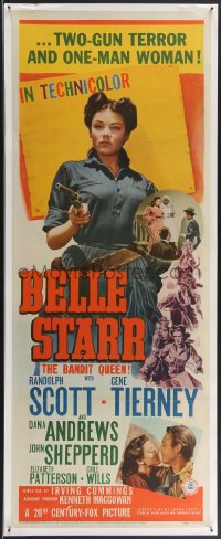 3j0073 BELLE STARR insert 1941 two-gun terror & one-man woman Gene Tierney, Henry Fonda, ultra rare!