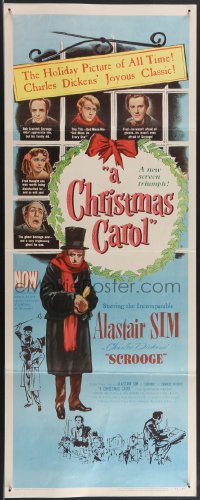 3j0172 CHRISTMAS CAROL insert 1951 Charles Dickens classic, Alastair Sim as Scrooge, very rare!