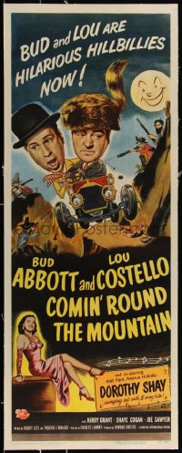 3j0584 COMIN' ROUND THE MOUNTAIN linen insert 1951 wacky hillbillies Bud Abbott & Lou Costello!