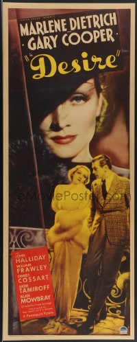 3j0079 DESIRE insert 1936 sexiest jewel thief Marlene Dietrich c/u & with Gary Cooper, ultra rare!