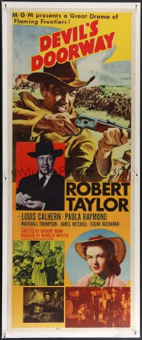 3j0080 DEVIL'S DOORWAY insert 1950 cool art of Robert Taylor aiming rifle, directed by Anthony Mann