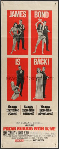 3j0174 FROM RUSSIA WITH LOVE insert 1964 four great images of Sean Connery as James Bond, rare!