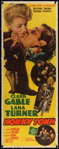 3j0592 HONKY TONK linen insert 1941 Clark Gable kisses sexy Lana Turner, every kiss a thrill, rare!
