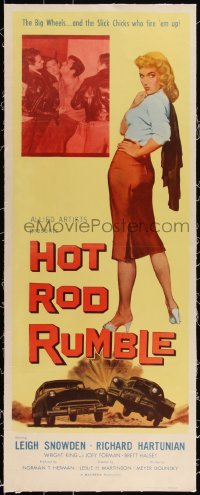 3j0593 HOT ROD RUMBLE linen insert 1957 the big wheels & the slick chicks who fire 'em up!