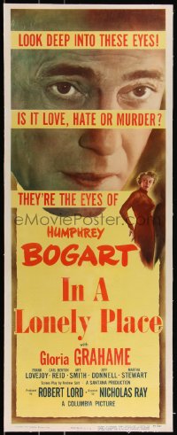 3j0597 IN A LONELY PLACE linen insert 1950 Humphrey Bogart, Gloria Grahame, Nicholas Ray classic!