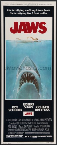 3j0177 JAWS insert 1975 Steven Spielberg's classic movie & image, much more rare than the one-sheet!