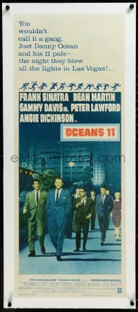 3j0604 OCEAN'S 11 linen insert 1960 Sinatra, Martin, Davis Jr, Lawford, classic Rat Pack image!