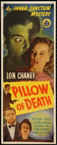 3j0085 PILLOW OF DEATH insert 1945 Lon Chaney Jr. in an Inner Sanctum Mystery thriller, ultra rare!