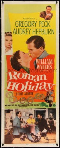 3j0607 ROMAN HOLIDAY linen insert 1953 Audrey Hepburn, Gregory Peck kicks Eddie Albert under table!