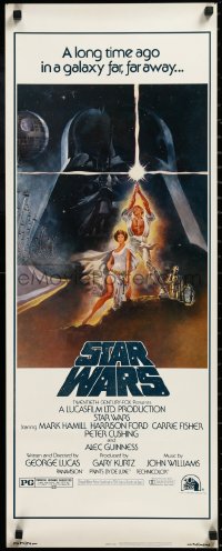 3j0182 STAR WARS insert 1977 George Lucas classic, iconic Tom Jung art of Vader over Luke & Leia!