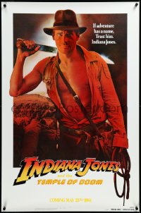 3j0160 INDIANA JONES & THE TEMPLE OF DOOM recalled teaser 1sh 1984 adventure is his name, different!