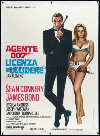 3j0447 DR. NO linen Italian 1p R1971 Sciotti art of Sean Connery as James Bond & sexy Ursula Andress!