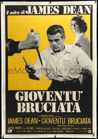 3j0459 REBEL WITHOUT A CAUSE linen Italian 1p R1970s Nicholas Ray, James Dean w/knife, Natalie Wood!