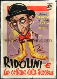 3j0460 RIDOLINI E LA COLLANA DELLA SUOCERA linen Italian 1p 1952 cool art of Larry Semon, ultra rare!