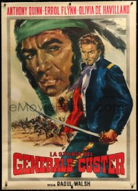 3j0466 THEY DIED WITH THEIR BOOTS ON linen Italian 1p R1963 cool Stefano art of Errol Flynn & Quinn!
