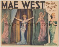 3j0266 I'M NO ANGEL LC 1933 sexiest Mae West parting curtains painted with her image on stage, rare!
