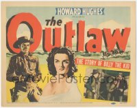 3j0251 OUTLAW TC 1941 art of sexy Jane Russell & Buetel, Howard Hughes, rare aborted first release!