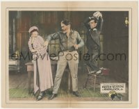 3j0288 SHERLOCK JR LC 1924 Buster Keaton attacking bad man harassing his lady, ultra rare!
