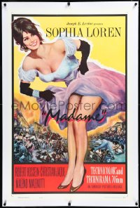 3j1041 MADAME SANS GENE linen 1sh R1963 sexy full-length Sophia Loren in low-cut dress, Madame!