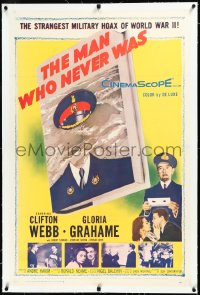 3j1046 MAN WHO NEVER WAS linen 1sh 1956 Clifton Webb, Gloria Grahame, strangest military hoax of WWII!