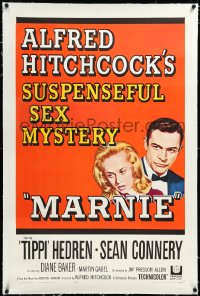 3j1050 MARNIE linen 1sh 1964 Sean Connery & Tippi Hedren in Hitchcock's suspenseful sex mystery!