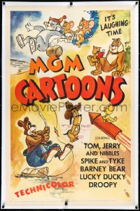 3j1053 MGM CARTOONS linen 1sh 1955 Tom & Jerry, Droopy, Barney Bear, Lucky Ducky, Tex Avery!