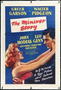 3j1054 MINIVER STORY linen 1sh 1950 great art of pretty Greer Garson embracing Walter Pidgeon!