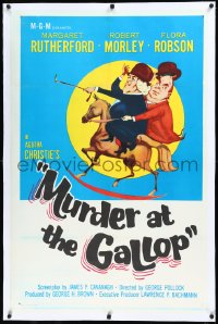 3j1062 MURDER AT THE GALLOP linen int'l 1sh 1963 Jung art of English detective Margaret Rutherford!