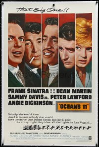 3j1076 OCEAN'S 11 linen 1sh 1960 Frank Sinatra, Dean Martin, Davis Jr., Dickinson, Lawford, Rat Pack!