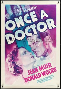 3j1077 ONCE A DOCTOR linen 1sh 1937 great deco art of pretty Jean Muir & Donald Woods, ultra rare!