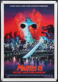 3j0643 FRIDAY THE 13th PART VIII linen 27x38 Venezuelan poster 1989 Jason Takes Manhattan!