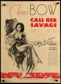 3j0033 CALL HER SAVAGE pressbook 1932 great Vladimir Chenkoff art of sexy Clara Bow, ultra rare!