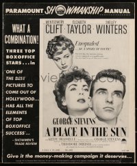 3j0046 PLACE IN THE SUN pressbook 1951 Montgomery Clift, Elizabeth Taylor, Shelley Winters, rare!