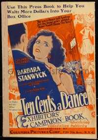 3j0052 TEN CENTS A DANCE pressbook 1931 the band never played Home Sweet Home for Stanwyck, rare!